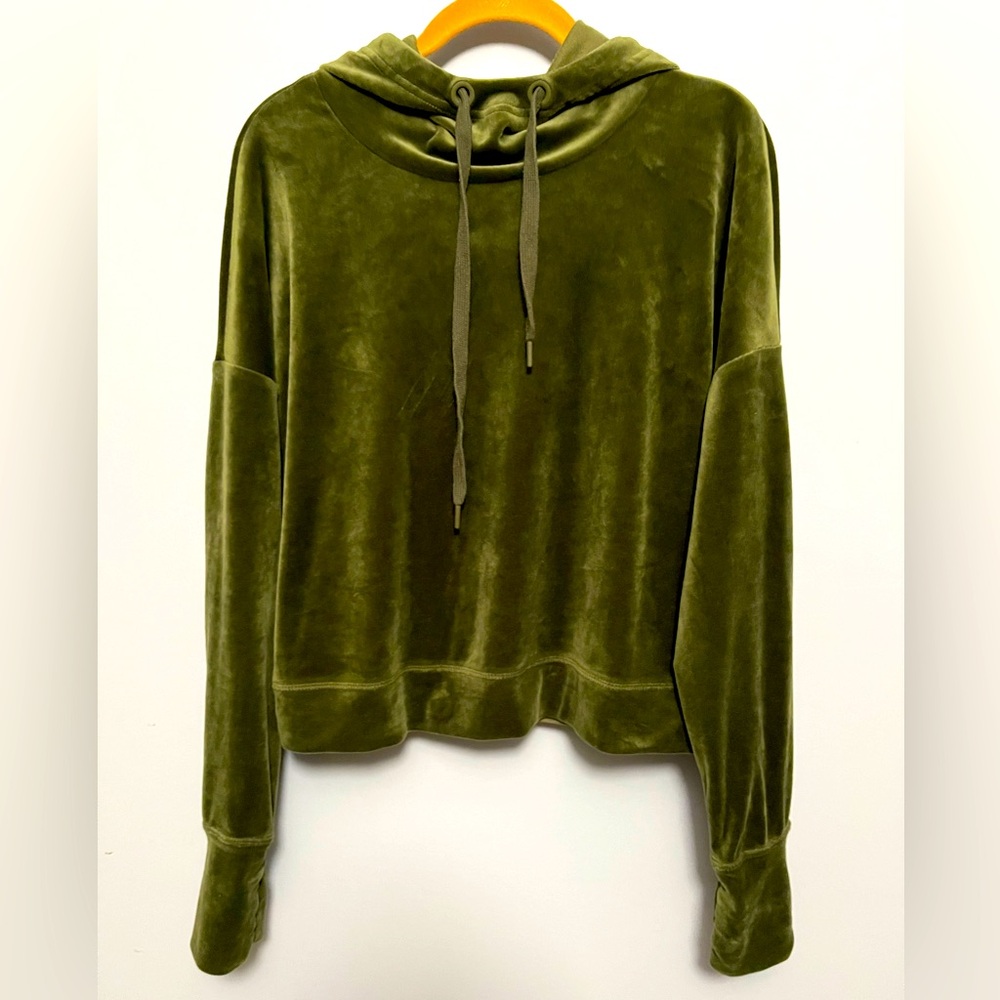 Aerie olive green velvet hoodie - Picture 1 of 4